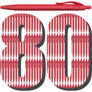 Aozora Pens Bulk,80 Pack Red Click Pens No Bleed,Wholesale Retractable Ballpoint Pens Medium Point,Smooth Ink Pens for Journaling School Office Supplies 1.0MM Red Ink