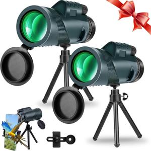 80x100 High Powered Monocular Telescope 2 Packs with Smartphone Holder & Tripod, HD Monocular for Adults with BAK4 Prism & FMC Lens for Hunting Star Bird Watching Wildlife Camping Hiking 80x100 High Powered Monocular Telescope 2 Packs with Smartphone Holder & Tripod, HD Monocular for Adults with BAK4 Prism & FMC Lens for Hunting Star Bird Watching Wildlife Camping Hiking
