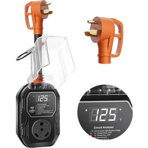 30AMP RV Surge Protector with LED Display, 15000 Joule Heavy Duty Power Protector for RV Parks and Camping, ETL Certified, Rv Voltage Protector with IP68 Waterproof Cover