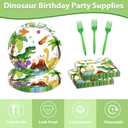 Dinosaur Birthday Party Supplies - Dinosaur Tableware Set for 20 Guests, Includes Banner, Tablecloth & Tableware for Theme Party Decorations Baby Shower