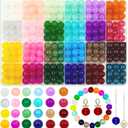 10mm Glass Beads for Jewelry Making, 400pcs 24 Colors Crystal Gemstone Beads Bracelet Making Round DIY Craft Beads Suitable for DIY Craft Necklace Bracelet Phone Lanyard Wedding Decor
