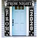 SmoothNovelty 3 Pcs Prom Night Decorations 2026 Graduation Party Supplies Sliver Glitter Prom Send off Banner Porch Sign Backdrop for Photoshoot 2026 High School College Graduation Celebrations