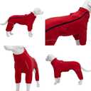 Lovelonglong Warm Dog Coat, Windproof Jacket for  Dogs, 4 Legged Fleece Winter Coat with Zippered Closure, Red XXXXL