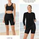 JACK SMITH Women's 3 Piece Long Sleeve Rash Guard Swimsuits Zip Front Bathing Suit Tankini Swimsuits UPF 50 (Black, M)
