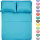 Best Season Queen Size Sheet Set 3 Piece 400 Thread Count Cotton (Turquoise Color) - 100% Long Staple Cotton Sheets Set, Soft Cotton Bed Sheets Sets with Deep Pocket fit Up to 16inch