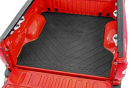 Rough Country Rubber Bed Mat for Chevy Silverado & GMC Sierra 1500 (2019-2025) - Fits 5'10" Bed, Non-Slip, Tear-Resistant Truck Bed Protection