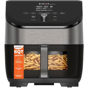 Instant Pot Vortex Plus 6QT Air Fryer with Odor Erase Technology,6-in-1 Functions that Crisps,Roasts, Broils,Dehydrates, Bakes & Reheats, 100+In-App Recipes, from the Makers of Instant Pot,1700W,Black