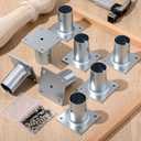 Blulu 4 Pack Galvanized Steel Flange Oblong Base for 1-5/8 OD Tubing, Suitable for Mounting Stainless Worktables, Equipment Stands, Kitchen Equipment Legs