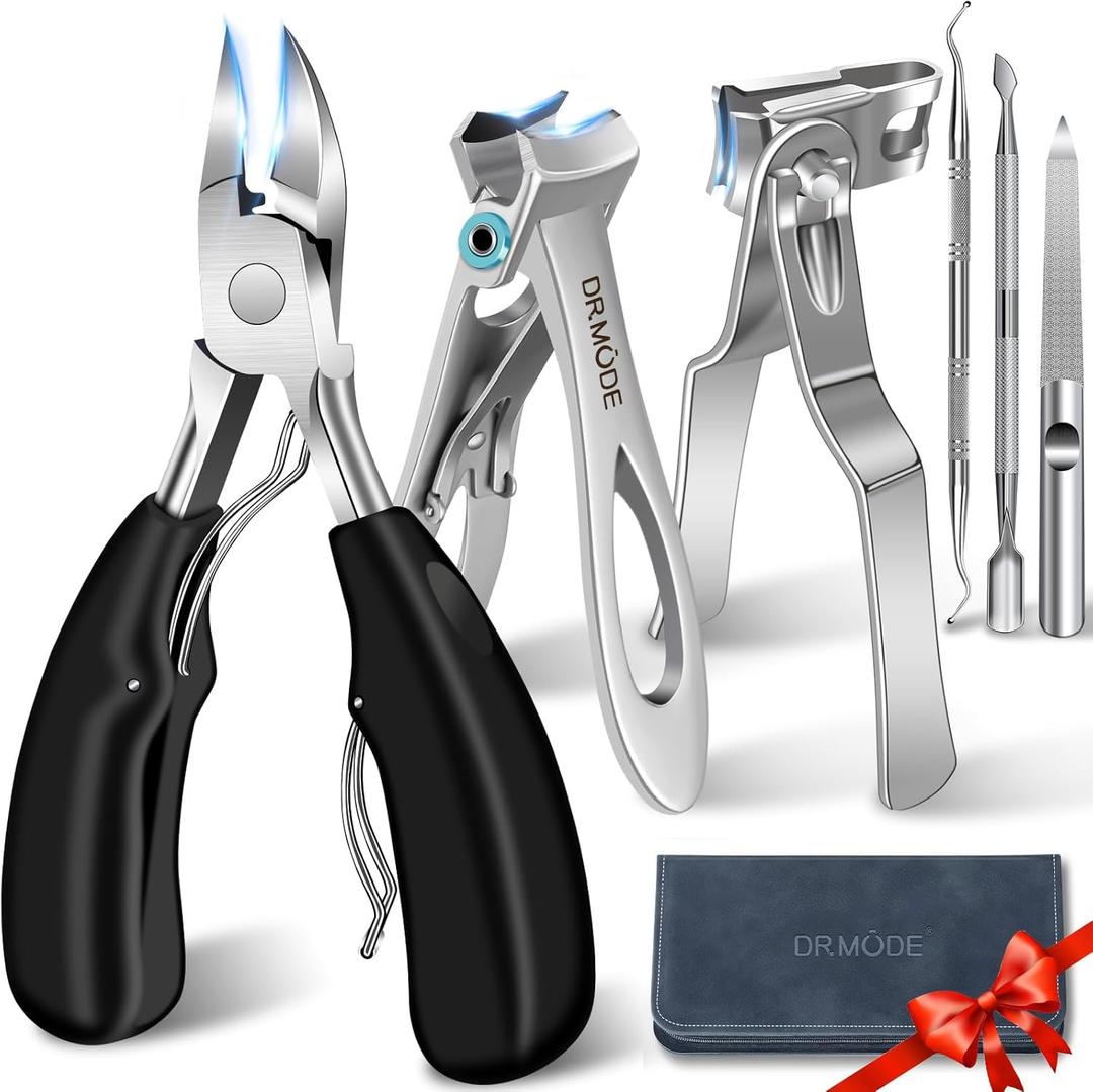Toenail Clippers for Seniors Thick Toenails - Wide Jaw Opening Large Toe Nail Clippers for Thick Ingrown Nails, Professional Sharp Heavy Duty Nail Clipper Cutter for Mens Seniors with Leather Case 