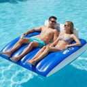 Funscape Inflatable Pool Lounge Floats Adult, Large Swimming Pool Sofa Floaties, Beach Tanning Recliner Floating Mesh Chair Cup Holder, Blow Up Lake River Floaty Tube, Summer Water Party Toy-Blue-XL
