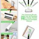 4-in-1 Baseboard Cleaning Tool with Handle 5 Reusable Pads 1 Stiff Bristle Brush Carpet Rake for Pet Hair Removal Baseboard Cleaner Carpet Windows Wall Floor Bathroom Kitchen