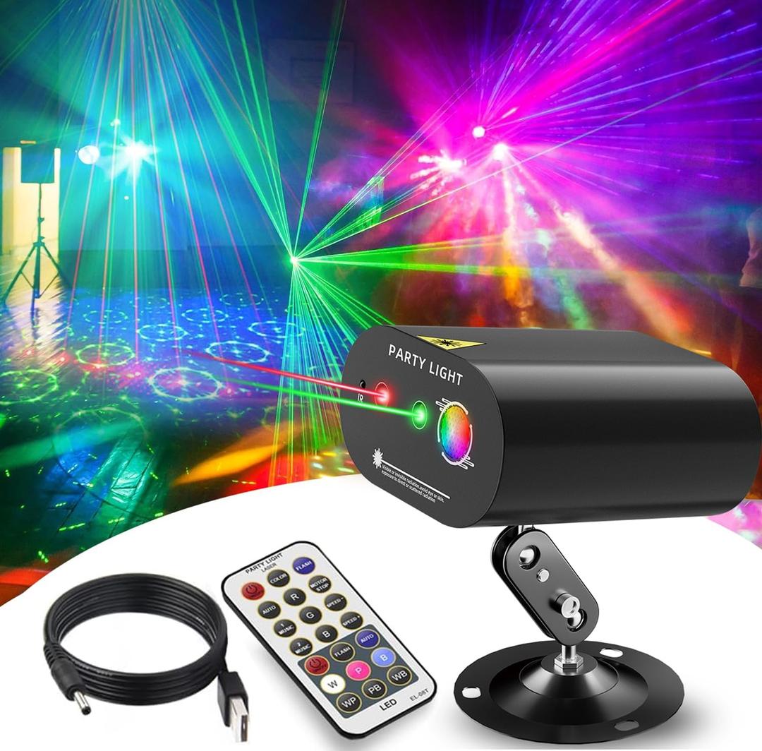 DJ Disco Ball Party Lights with Sound-Activated Remote, Durable ABS RGB LED Strobe Stage Lighting, Light Projector for Xmas/Rave/Club/Bar/Home Room Decoration, DJ Stage Light. (Black)