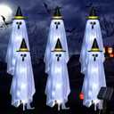 Halloween Decorations Solar Ghost Lights Outdoor, 6-Packs Solar Garden Spooky Decorations Lights, Light up Floating Scary Ghosts Decorations, Lights Yard, Pathway,Haunted House Party Decor (Cool white)
