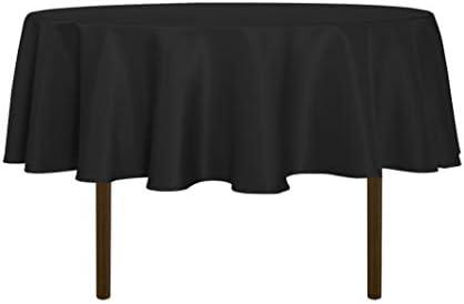 Sancua Round Tablecloth - 60"- Water Resistant Spill Proof Washable Polyester Table Cloth Decorative Fabric Table Cover for Dining Tables, Buffet Parties and Camping, Black