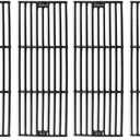 Hisencn Porcelain Cast Iron Cooking Grates Replacement for Chargriller Duo 5050, 3001, 5650, 3008, 3030, 3725, 4000, 2121, King Griller 3008 5252, Gas Grill Models Set of 4 Grill Grids (19 3/4'' x 27'')
