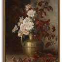 KISSFOX Framed Wall Art Vintage Wall Decor Flower Pictures Dark Botanical Canvas Art Rose Floral Paintings Moody Still Life Artwork For Bedroom Living Room Kitchen 12x16