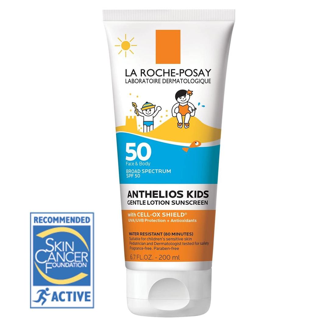 La Roche-Posay Anthelios Kids Gentle Lotion Sunscreen SPF 50, Broad Spectrum SPF + Antioxidants, Sunscreen For Kids, Octinoxate & Oxybenzone-Free, Pediatrician Tested, Non Comedogenic, Oil Free (6.7 Fl Oz (Pack of 1))