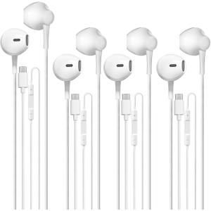 USB C Wired Headphone for iPhoneHeadphones with USB-C Plug, Wired Ear Buds with Built-in Remote to Control Music, Phone Calls, and Volume [4Pack]