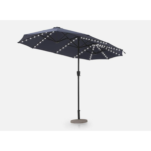 13ft.Steel Market 8-Color Solar LED Lights Patio Umbrella in Blue
