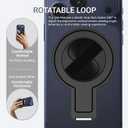 Grat 5 for Magsafe Magnetic Phone Grip Stand, 360 Rotatable Elastic Strap Loop, Extra Back-Sided Magnetic Aluminum Kickstand Compatible with iPhone 17 Pro Max Air 16 15 14 13 12, Black