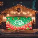 Christmas Garage Door Banner 13x6ft Sweet Merry Christmas Candy Land Green Theme Backdrop Banners for Outside Indoor Winter Door Cover Garage Wall Covering for Party Garage Decorations
