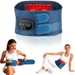 Red Light Therapy Belt for Back & Waist, 660nm 850nm Wearable Red Light Belt with Heat & Vibration, Rechargeable 5000mAh Cordless Heating Pad, 46 LEDs