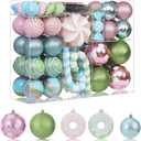 105PCS Pink Blue Green Christmas Ornaments Set, Cute Pastel Assorted Christmas Ball Ornaments, Shatterproof Christmas Decorations Hanging Balls for Christmas Tree Holiday Party Decor (Pink/Blue/Green)