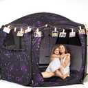 Porayhut Galaxy Pop Up Play Tent for Kids, 67" Hexagonal Privacy Sensory Tent with Removable Thick Mat & LED Photo Clip Lights, Light Blocking Indoor Outdoor Playhouse for Boys & Girls, Space Castle