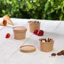 GUSTO [8 oz. - 25 Count Kraft Paper Food Containers with Vented Lids - To Go Hot Soup Bowls, Disposable Ice Cream Cups, Ideal for Hot and Cold Foods - (Formerly Comfy Package)