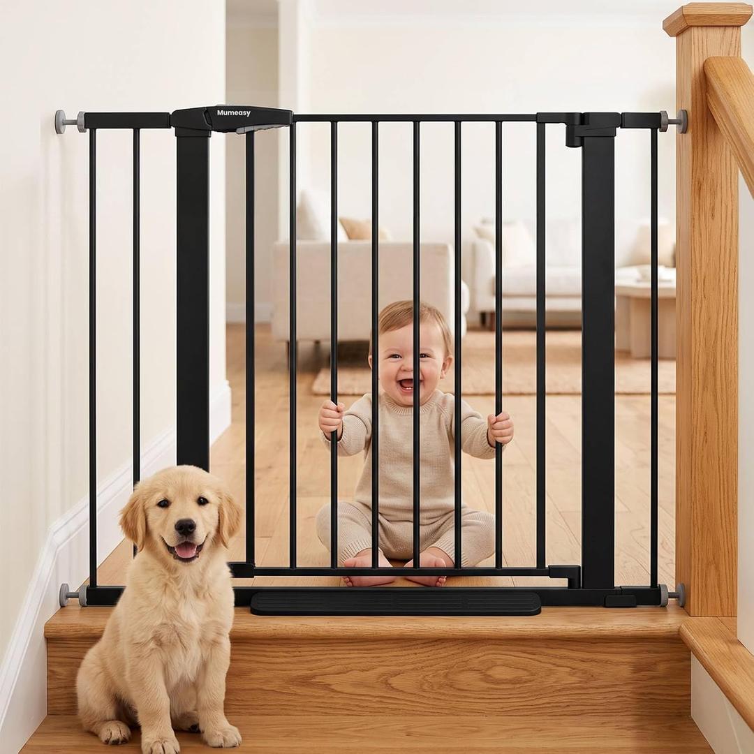 Mumeasy 29.7-40.6" Baby Gate for Stairs, Auto Close Dog Gate for Doorways