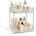 TENDER EPOCH 2Tier Bathroom Counter Organizer Countertop Storage, Dresser Organizer Vanity Tray for Makeup, Perfume Organizer Cosmetics Skincare Shelf  Clear