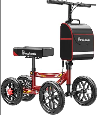 Aojin Knee Scooter for Adults for Foot Injuries, Storage Bag, 8'' Wheels | 300lbs Foldable Leg Knee Scooter, Dual Brake, Adjustable Height, 13" Cozy Knee Pad, Crutch Alternative for Ankle Recovery