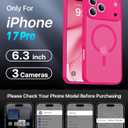 Magnetic Shockproof for iPhone 17 Pro Case,[Camera Protection][Compatible with Magsafe][Non-Slip][Mil-Grade Protection] Slim Anti-Yellow Translucent Matte Phone Case for iPhone 17 Pro,Hot Pink