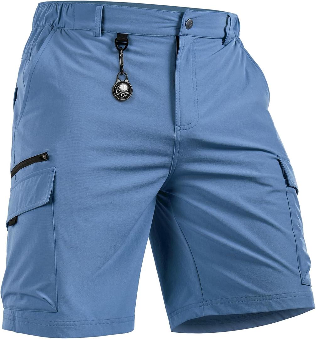 NORTHYARD Men's Cargo Hiking Shorts 9" Lightweight Outdoor Tactical Work Camping Sport Golf Casual Travel Fishing Multipocket (Blue, S)