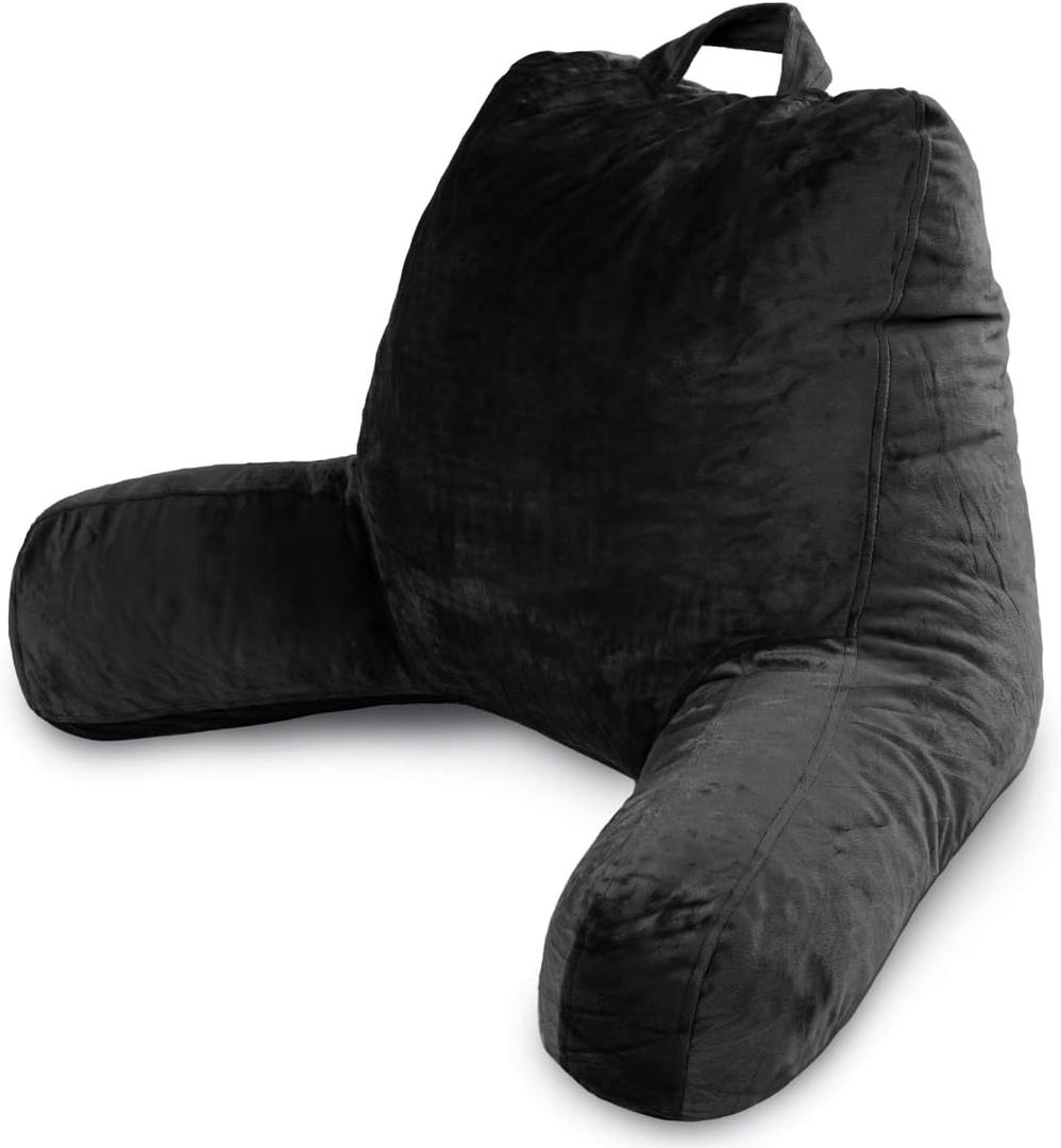 Milliard Reading Pillow with Arms, Black, Cozy Shredded Memory Foam Back Pillow for Bed Sitting Up - Sit Up Backrest Support for Reading & Rest Bed - Washable Cover, Adjustable Comfort, CertiPUR Milliard Reading Pillow with Arms, Black, Cozy Shredded Memory Foam Back Pillow for Bed Sitting Up - Sit Up Backrest Support for Reading & Rest Bed - Washable Cover, Adjustable Comfort, CertiPUR