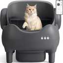 Self Cleaning Litter Box, Automatic Cat Litter Box with APP Control, Odor-Free Waste Disposal Includes Trash Bags, Large Waste Bin, Open-Top, for Multiple Cats (Black&Grey)