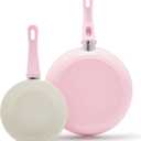 GreenLife Non Stick Fry Pan Set (7" & 10"), Non-Toxic PFAS-Free Ceramic Skillets, Dishwasher & Oven Safe, Egg Omelet Frying Pans, Stay- Cool Handles, Kitchen Home Cooking Essentials, Pink