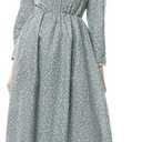 NSPSTT Prairie Dress Women Pioneer Dress Colonial Costume Women Amish Old Fashioned Floral Dresses (Green, XXL)