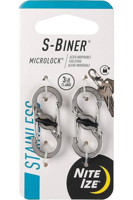 Nite Ize S-Biner MicroLock, Locking Key Holder, Stainless-Steel 4-Pack