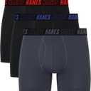 Hanes Men's Moves Performance Boxer Brief, Total Support Pouch, Regular, Trunk, and Long Leg, 3-pack, Size Small