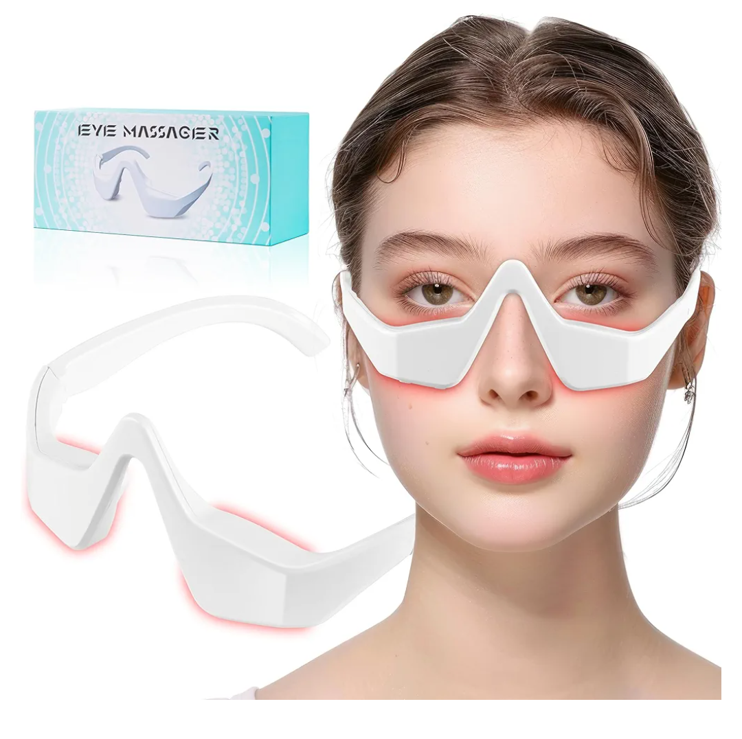 Under Eye Red Light Therapy Glasses, Red Light Therapy Device Microcurrent Eye Massager, Botanique Paris Eyes Bag Remover for Reduce Dark Circles and Wrinkles (White)