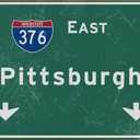 Vintage Metal Signs East Pittsburgh Interstate 376 Road Signage Tin Sign Poster Wall Art Decor Plaque for Home Office Bar Pub Club Cafe Shop Living Room Garage Restaurant Gift 12x8 inch