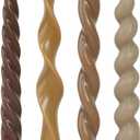 Spiral Taper Candles Brown Short Candle Sticks Unscented Smokeless Twisted Candlesticks for Fall Decor Holiday Dinner Party Christmas Decorations-7.5inch-4pack
