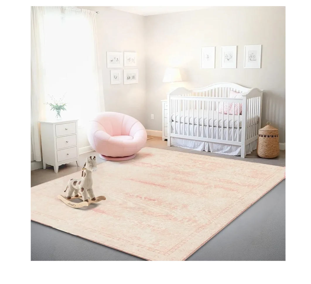 Istana 8x10 Area Rug - Pink 8x10 Rugs for Living Room - Foldable Rugs for Bedroom - Stain Resistant Washable Rug - Eco-Friendly Area Rugs - Easy to Clean Living Room Rug