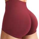 YEOREO Women's Biker Shorts 2.5" No Front Seam Elysina High Waist Hidden Scrunch Workout Gym Yoga Running Shorts (Large, Anchor Red)