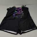 ROSE GAL Rosegal Plus Size Women Gothic Tummy Control Tankini Swimsuit Skull Glitter Print Boyleg Padded Tankini Swimwear (5X, Purple_1)