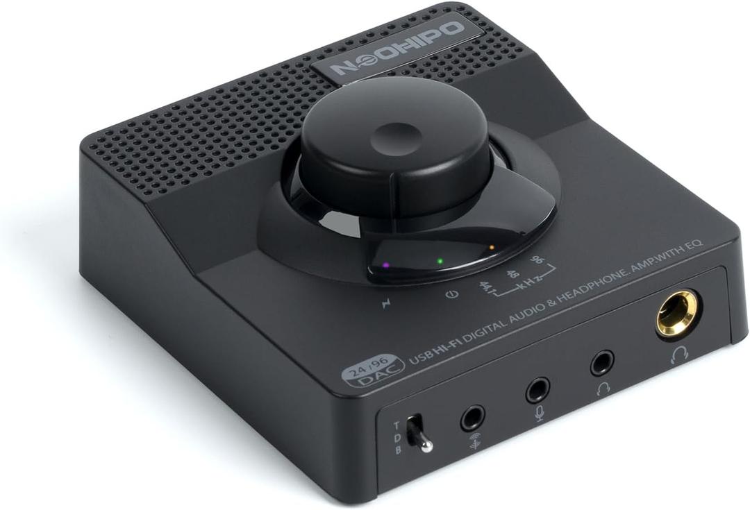 H1 DAC Amp for Pc,Mini USB Gaming DAC Headphone Amplifier, Mini Hi-Fi Digital-to-Analog Amp, 3.5MM/6.35MM/Mic/EQ Opt/Coa/RCA Outputs with Treble & Bass Switch for PS5/PC/MAC/Computer