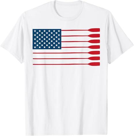 Cool American Flag Rowing Oar Funny Paddle Lover Rowers T-Shirt Medium