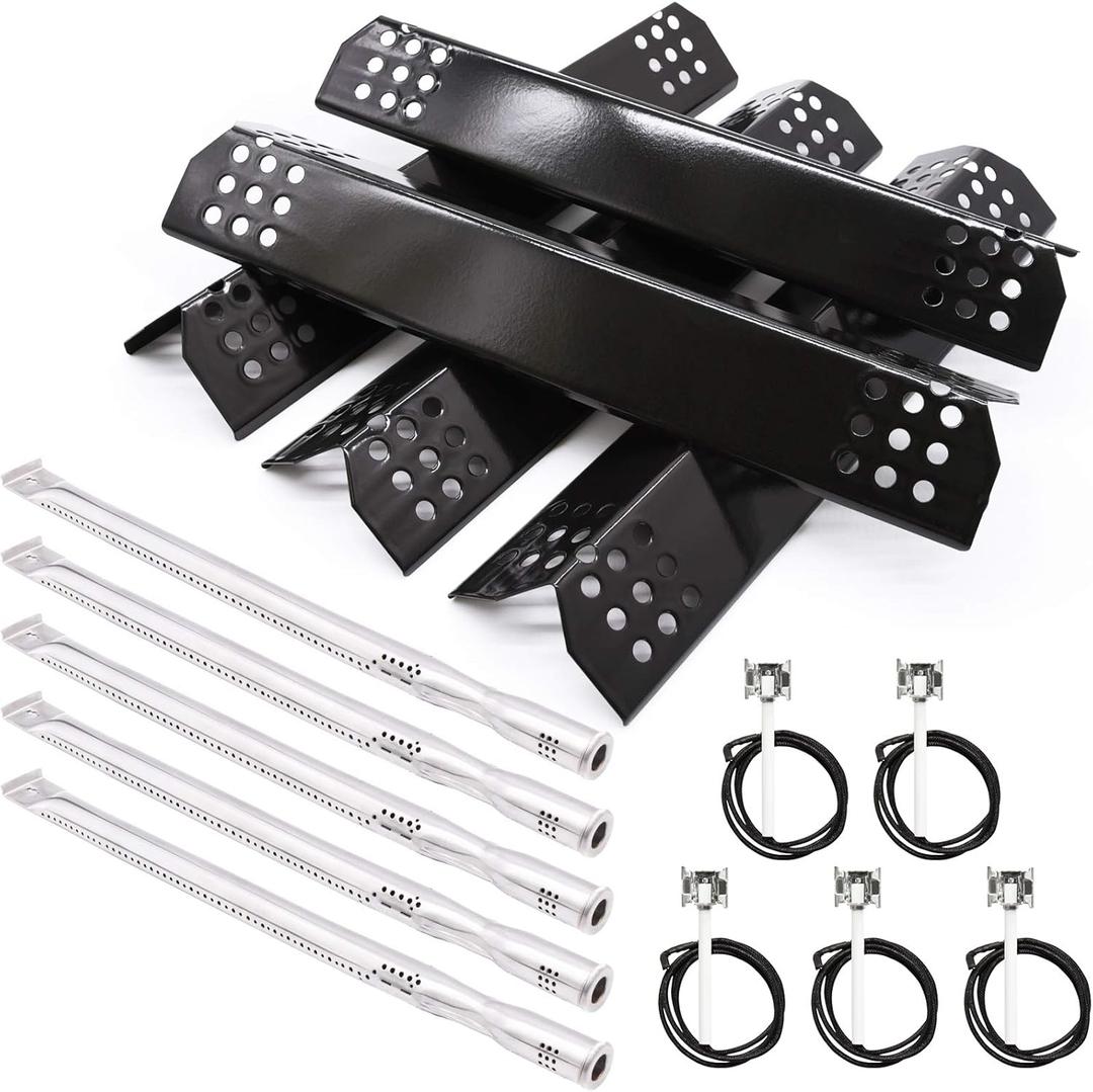 Replacement Parts for Nexgrill 720-0882A 720-0896 720-0925 Grills, 5 Pack Stainless Steel Burner Tubes, Heat Shields Flame Tamers and Ignitors Replacement for Nexgrill 720-0896B, 720-0896C Gas Grills