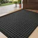 DEXI Front Entryway Door Mat Non Slip 24x36, Washable Entry Way Mats Inside Entrance Low Profile, Welcome Doormat Dirt Trapper for House Floor Home Porter Hall Backdoor Area, Dark Grey